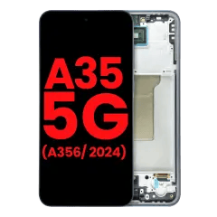 OLED-enhet med ram för Samsung Galaxy A35 5G (A356 / 2024) (Eftermarknad Plus) (Marinblå)