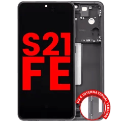 OLED-enhet med ram för Samsung Galaxy S21 FE 5G (USA och internationell version) (Eftermarknad Plus) (Grafit) svart