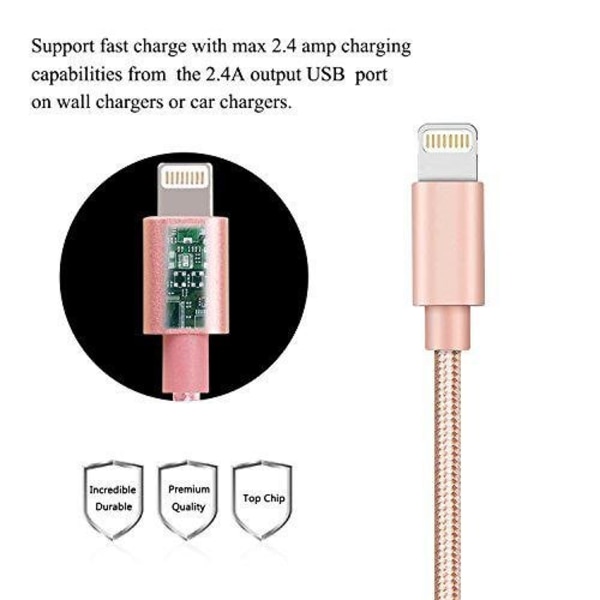 2 st 2 m hög kvalitet iphone kabel guld
