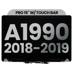 Komplett LCD-skärmmontering för MacBook Pro 15\" A1990 (2018-2019) (Begagnad OEM-dragning: Klass B) (Rymdgrå) svart