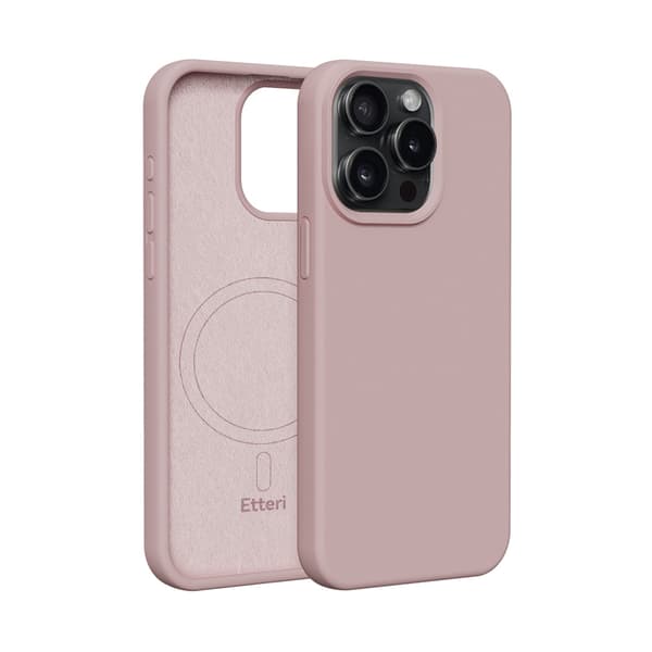Etteri Silikon Mag-skal för iPhone 15 Pro Max ljusrosa rosa
