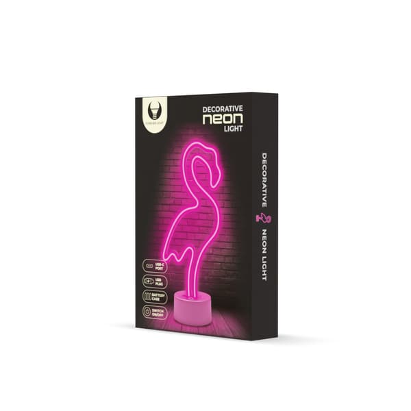 Neon LED på stativ FLAMINGO rosa USB-C FSC-11 Forever Light rosa