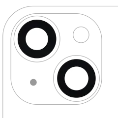 Bakre kameralins (endast glas) med lim för iPhone 14 / 14 Plus (2-delat set) (Eftermarknad Plus) (10-pack)