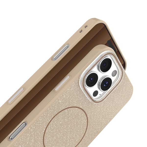 Glitter Tunt Mag-skal för iPhone 14 6,1\" brun