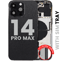 Baksida med smådelar för iPhone 14 Pro Max (EU / Global version) (Begagnad OEM-del: Klass A) (Rymdsvart) svart