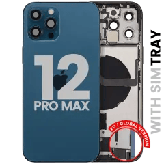 Baksida med laddningsport flex och smådelar för iPhone 12 Pro Max (EU / Global version) (Begagnad OEM-dragning: Klass A) (Stillahavsblå) blå