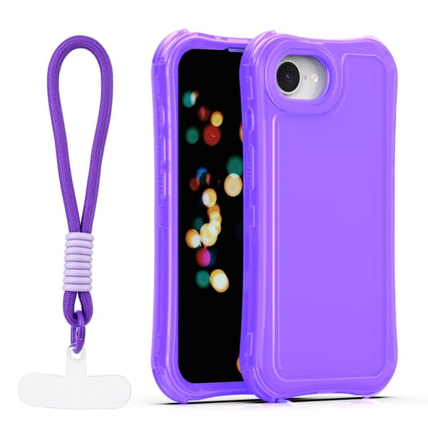 Safepop skal med rem för iPhone 16e / 17e lila
