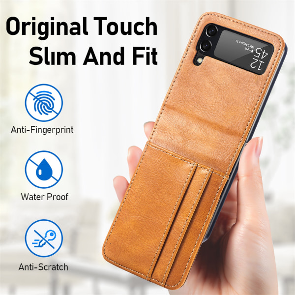 Samsung Galaxy Z Flip4 Plånboksfodral med korthållare brun brun