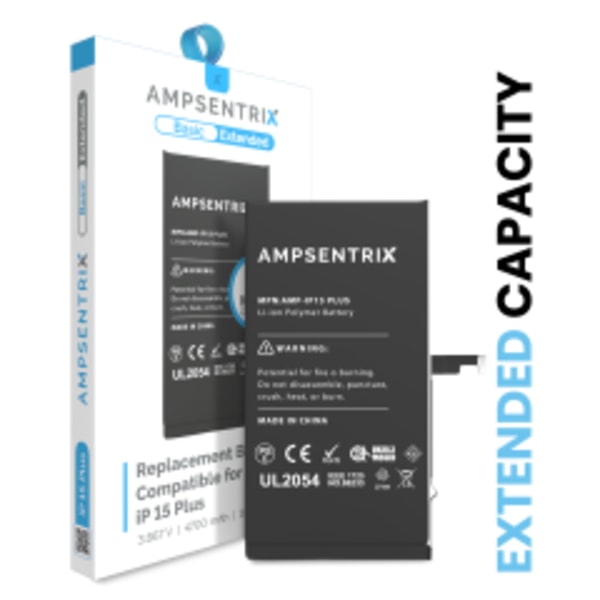 Ersättningsbatteri för iPhone 15 Plus (AmpSentrix Basic Extended)