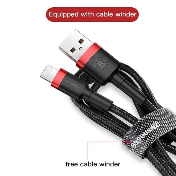 Merskydd Laddningskabel USB-C till iPhone - 2m, Röd, 1.5A Snabbladdning