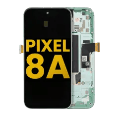 OLED-enhet med ram (med fingeravtryckssensor) för Google Pixel 8A (renoverad) (Aloe)