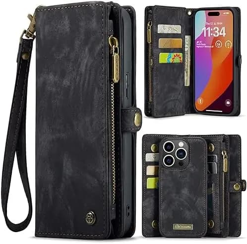 CaseMe läderfodral 008 iPhone 16 Plus – Svart svart