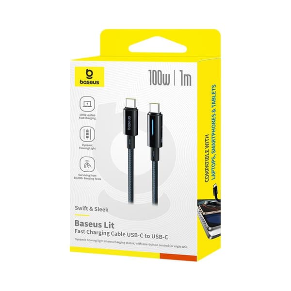 Baseus Lit-kabel USB-C - USB-C 2m 100W Cosmic Black