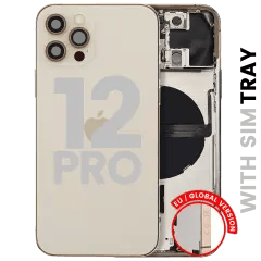Baksida med smådelar för iPhone 12 Pro (EU / Global version) (Begagnad OEM-dragning: Klass C) (Guld) guld
