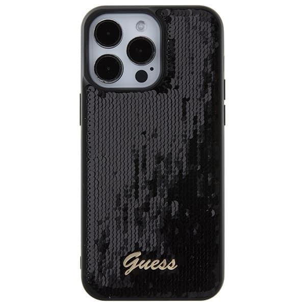 Guess fodral för iPhone 15 Pro Max GUHCP15XPSFDGSK svart HC Sequin Script Metal
