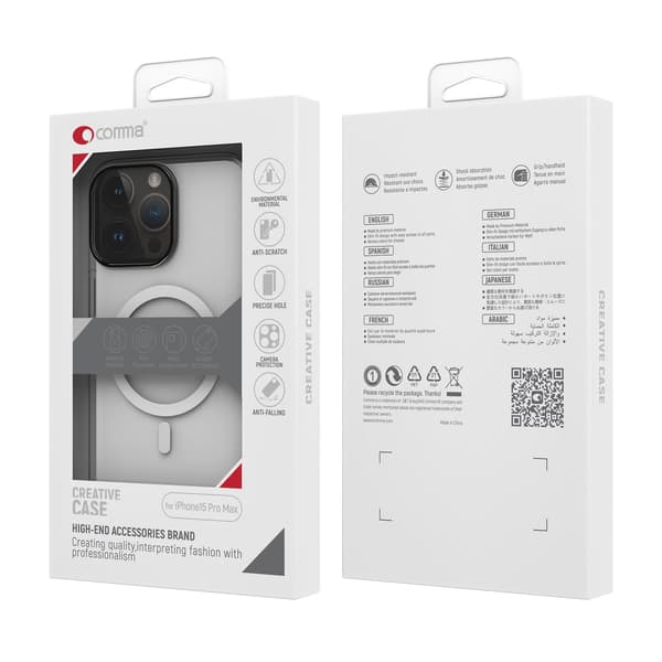 Comma skal Hard Jacket Mag för iPhone 15 Plus transparent antibakteriell