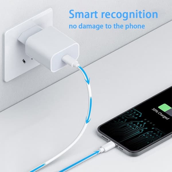 Snabbladdare för iPhone 15 vit