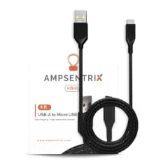 Micro USB till USB Typ A-kabel (1,8 m / 6 fot) (AmpSentrix Infinity) (Svart) svart
