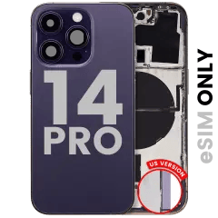 Baksida med smådelar för iPhone 14 Pro (amerikansk version) (Använd OEM-drag: Klass C) (Djuplila)