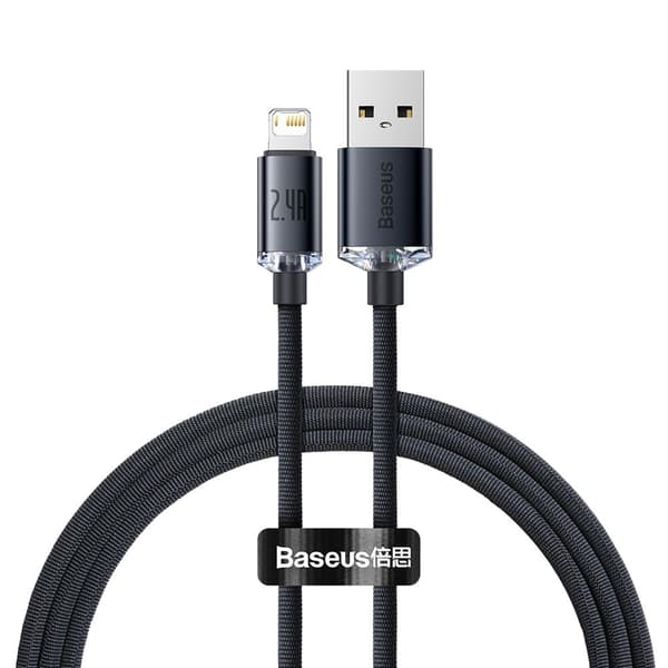 Baseus kabel Crystal Shine USB - Lightning 1,2 m 2,4A svart svart