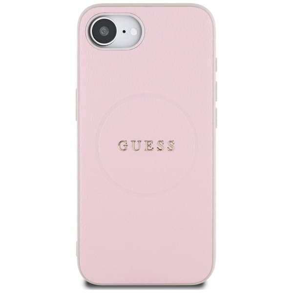 Guess HC MagSafe PU Grained Gold Ring-fodral för iPhone 16e Rosa