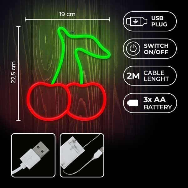 Neon LED-lampa CHERRY grön röd NNE23 Neolia