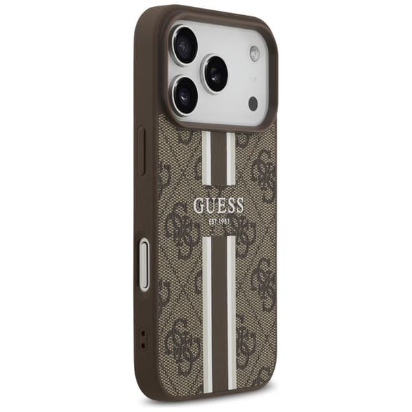 Guess 4G Printed Stripes MagSafe fodral för iPhone 17 Pro brun brun