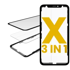 3 i 1 (Glas med förmonterad OCA + ram) för iPhone X (OCA Master)
