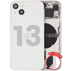 Baksida med smådelar för iPhone 13 (amerikansk version) (begagnad OEM-dragning: Grade C) (Starlight) vit