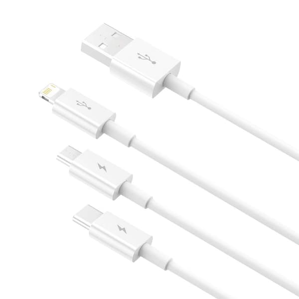 Baseus kabel 3in1 Superior USB - Lightning + USB-C + microUSB 1,5 m 3,5A vit vit