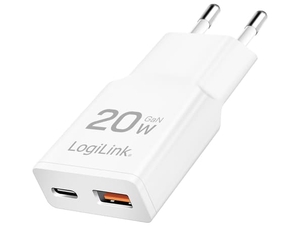 Logilink-adapter GaN 20 watt 1xUSB-C 1xUSB-A vit