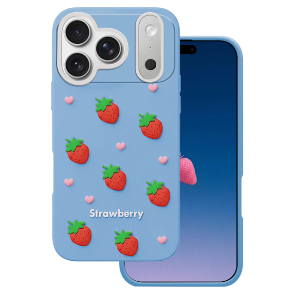 Jordgubbsfodral för iPhone 17 Pro Max 6,9'' blå