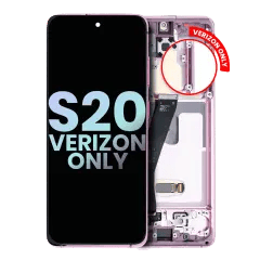 OLED-enhet med ram för Samsung Galaxy S20 5G (endast Verizon 5G UW-ram) (Service Pack) (Cloud Pink)