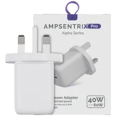 AmpSentrix 40W USB-C väggadapter (220V / brittisk kontakt)