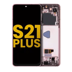 OLED-enhet med ram för Samsung Galaxy S21 Plus 5G (renoverad) (Phantom Violet / Rosa / Guld) guld