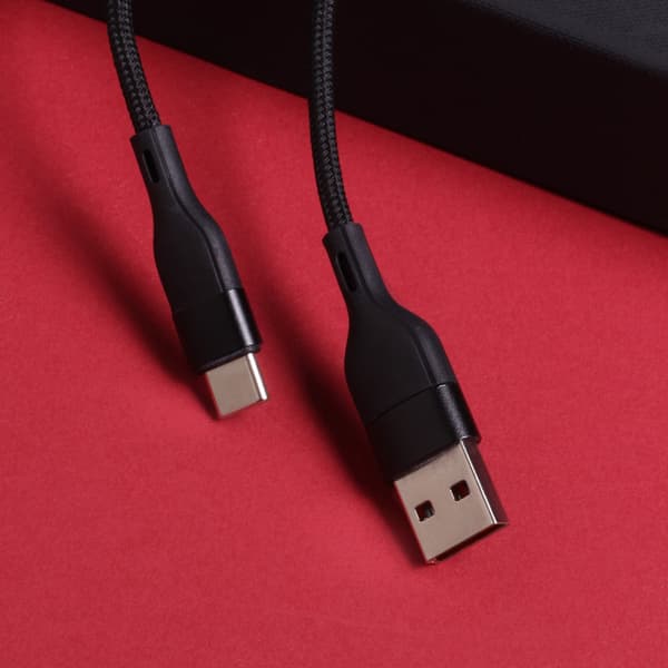 Maxlife MXUC-07 kabel USB - USB-C 1,0 m 3A svart nylon svart