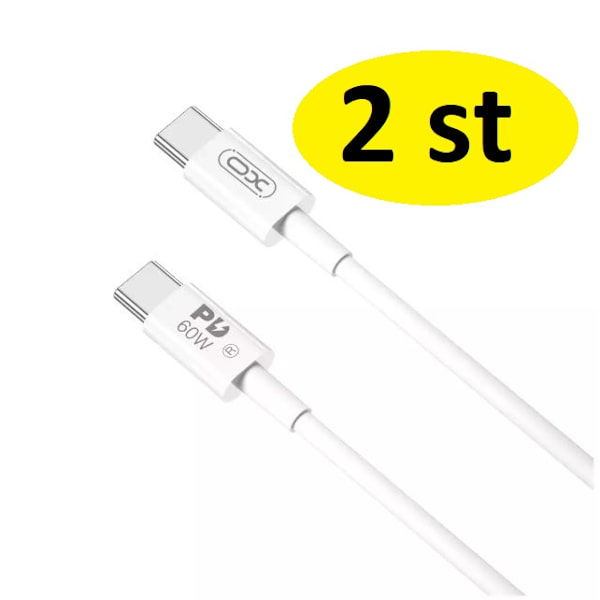 2 st 1m XO hög kvalitet usb-c-usb-c kabel  vit