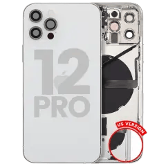 Baksida med smådelar för iPhone 12 Pro (amerikansk version) (begagnad OEM-del: klass A) (silver)