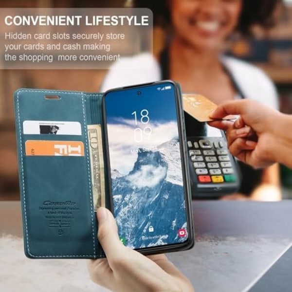 Läderfodral caseme 0013 för Samsung S24 plus grön grön