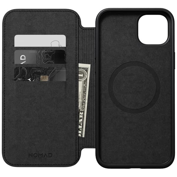Nomad Modern Leather Folio-fodral för iPhone 15 Plus 6,7\" svart
