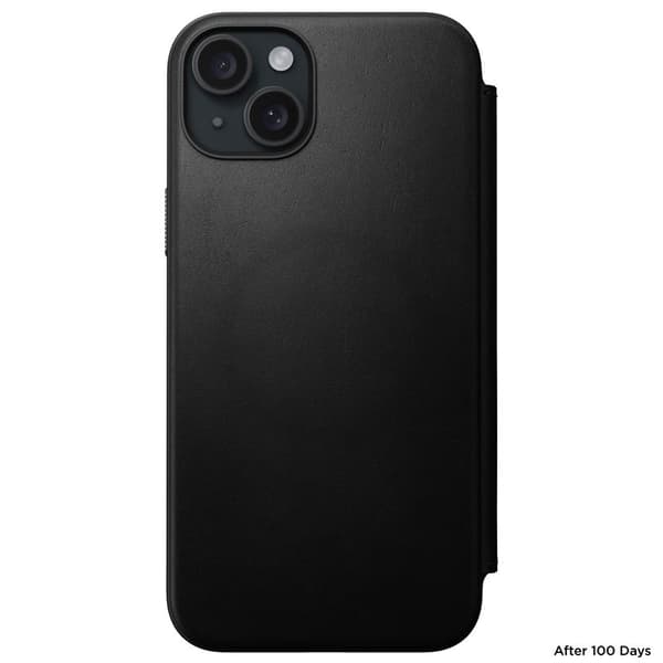 Nomad Modern Leather Folio-fodral för iPhone 15 Plus 6,7\" svart