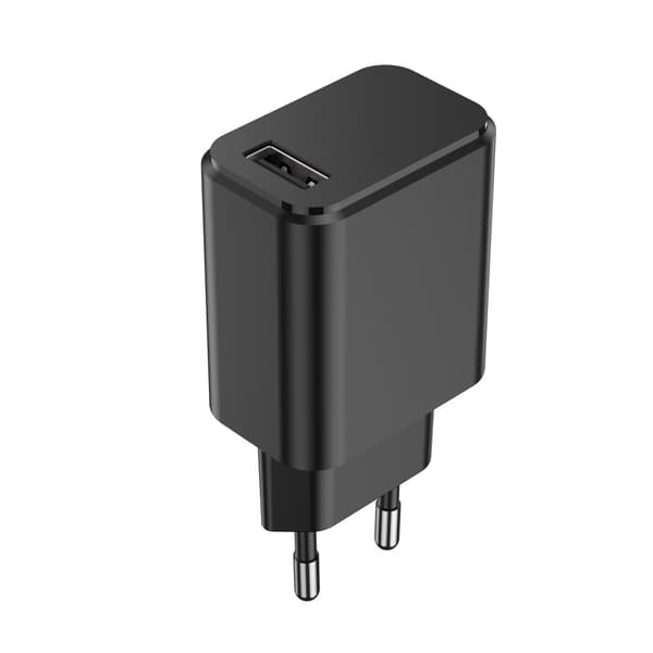 Setty laddare 1x USB 3A svart + USB-C kabel 1,0 m svart