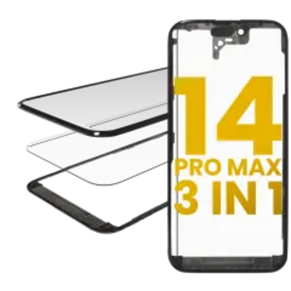 3 i 1 (glas med förmonterad OCA + ram) för iPhone 14 Pro Max (OCA Master)