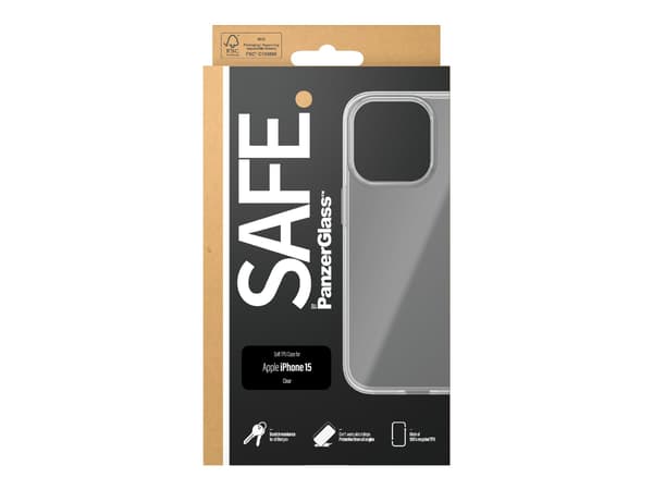 PanzerGlass SAFE. by TPU-fodral Transparent iPhone 15 Skal Transparent Apple iPhone 15