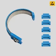 Justerbart handledsband i rostfritt stål med 10 mm tryckknapp (ESD-säkert)
