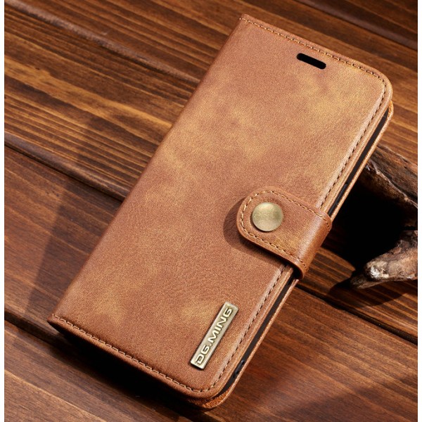 DG.MING Äkta Läder  för iPhone 13 mini ljusbrun ljusbrun