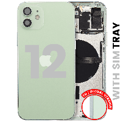 Baksida med smådelar för iPhone 12 (EU / Global version) (Begagnad OEM-del: Klass A) (Grön)