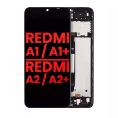 LCD-enhet med ram för Xiaomi Redmi A1 / Xiaomi Redmi A1+ / Redmi A2 / Redmi A2+ (Eftermarknad Plus) (Alla färger) röd