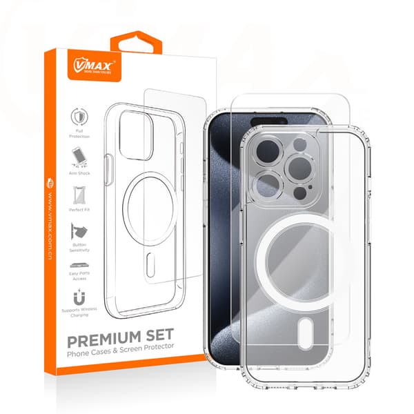 Vmax set Mag-fodral + glas 2,5D premium för iPhone 12 Pro 6,1\"