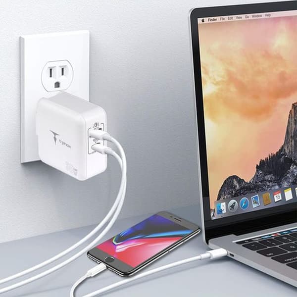 VÄGGLADDARE T-PHOX MEGA T-PP09 GAN PD 65W USB / USB-C vit vit